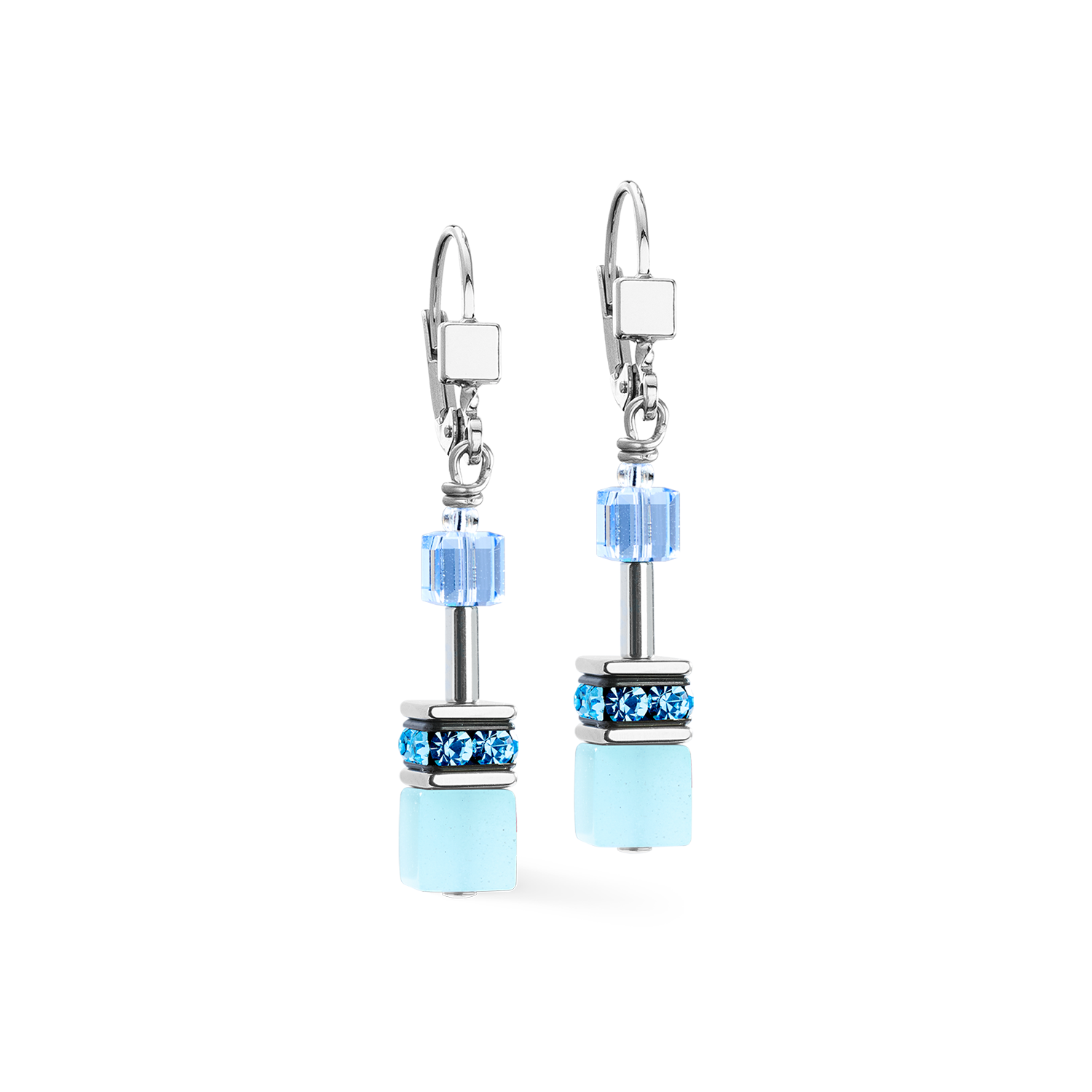 Boucles d'oreilles GeoCUBE® Iconic bleu aqua