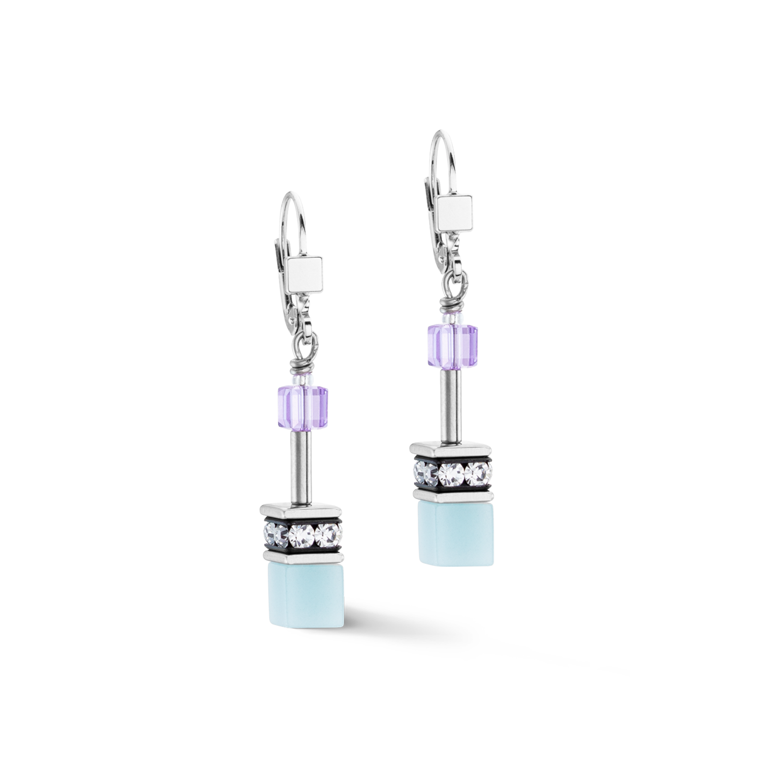 Boucles d’oreilles GeoCUBE® Iconic aqua-lilas