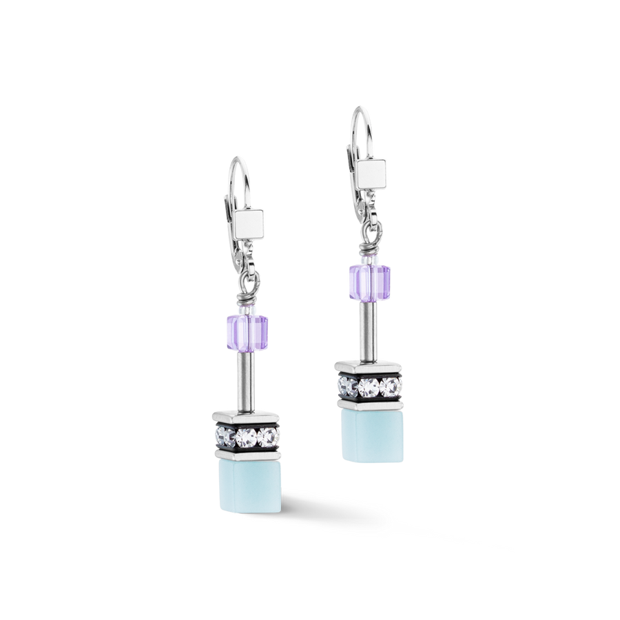 Boucles d’oreilles GeoCUBE® Iconic aqua-lilas