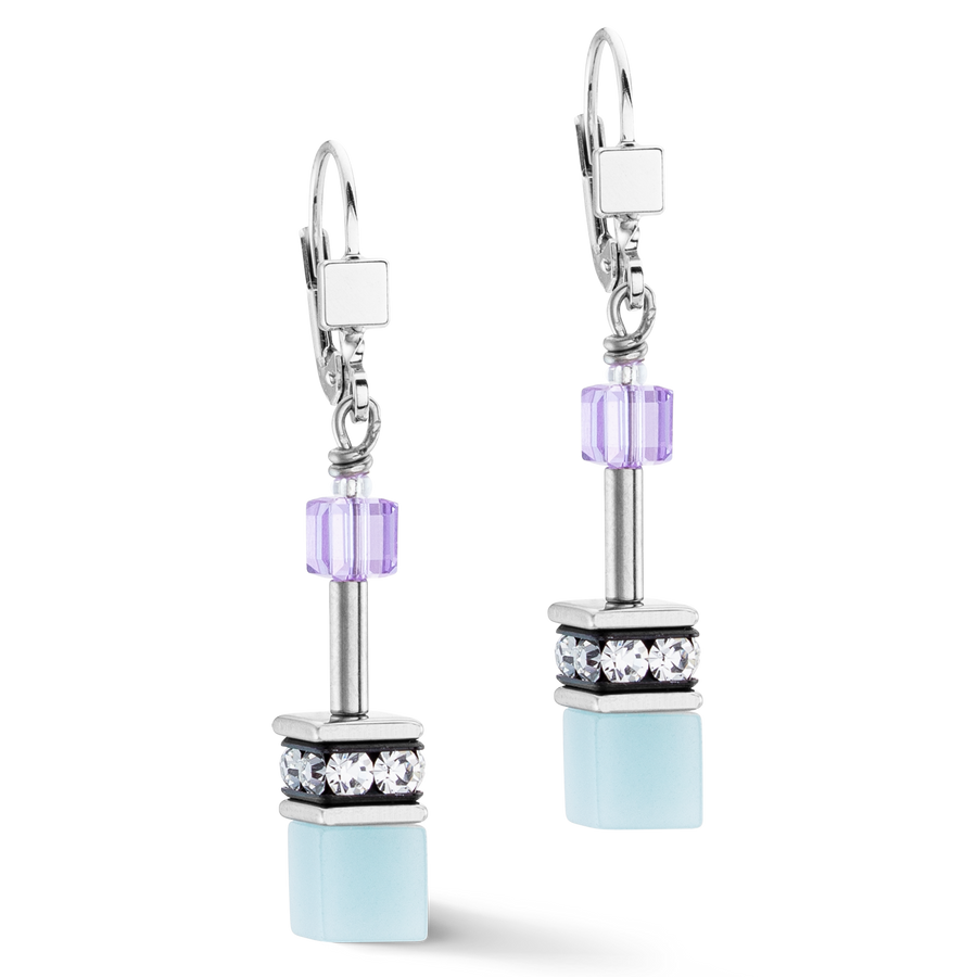 Boucles d’oreilles GeoCUBE® Iconic aqua-lilas