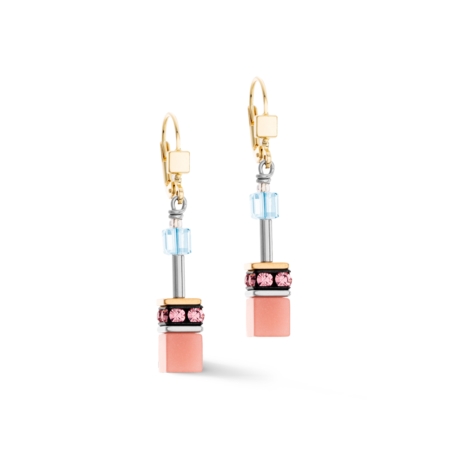 Boucles d’oreilles GeoCUBE® Iconic aqua-apricot