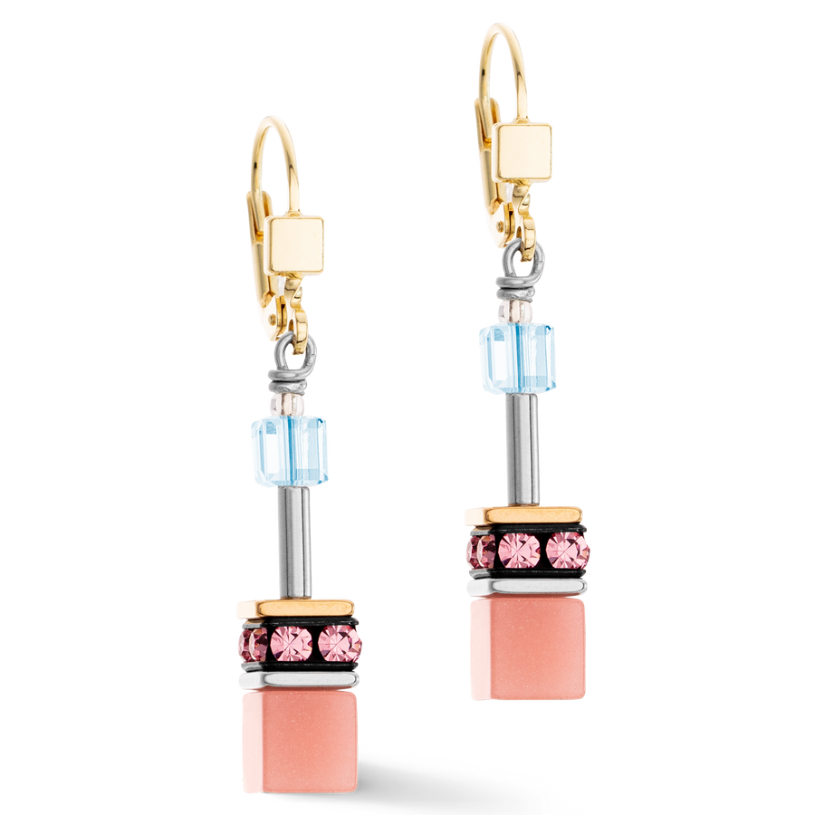 Boucles d’oreilles GeoCUBE® Iconic aqua-apricot