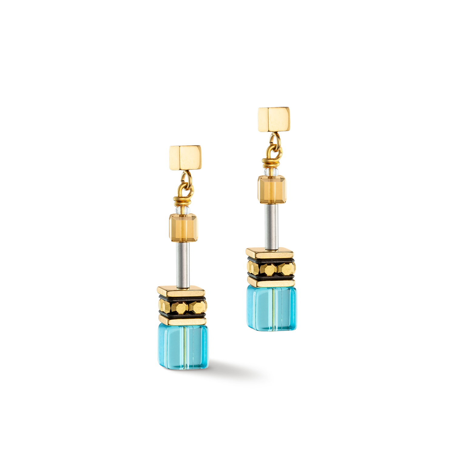 Boucles d'oreilles GeoCUBE® Iconic or turquoise