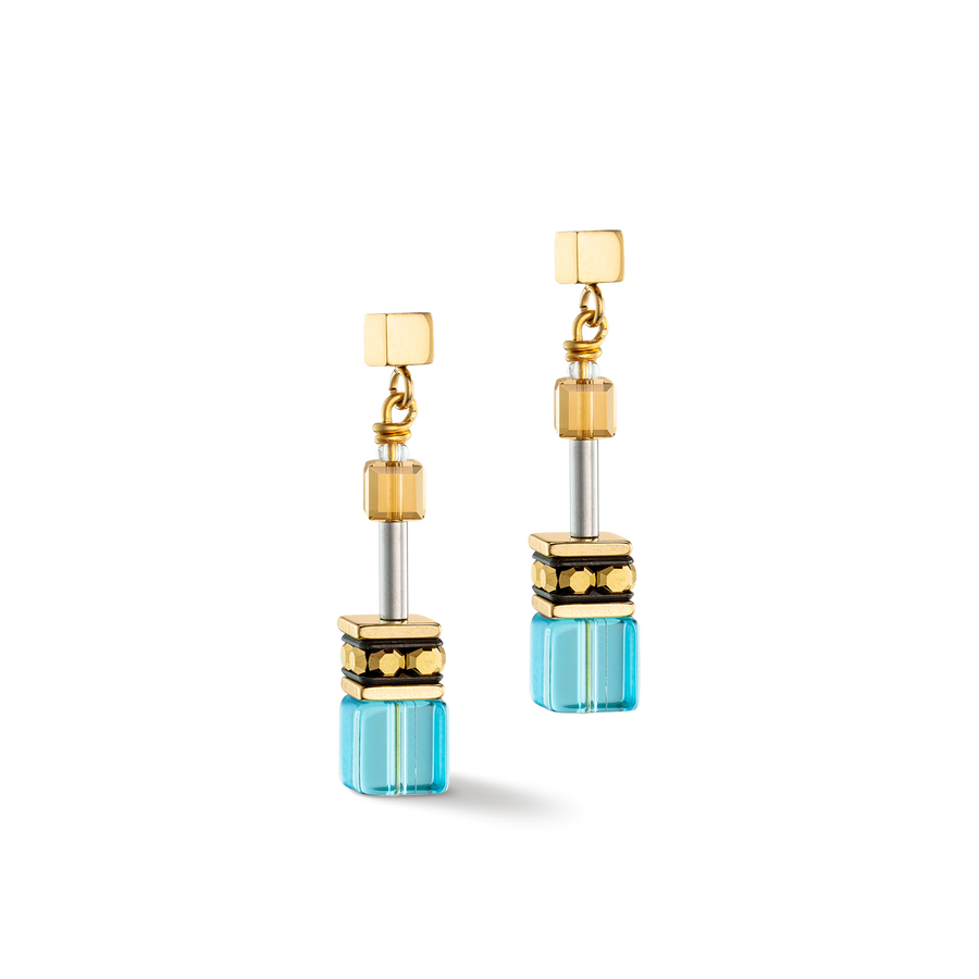 Boucles d'oreilles GeoCUBE® Iconic or turquoise