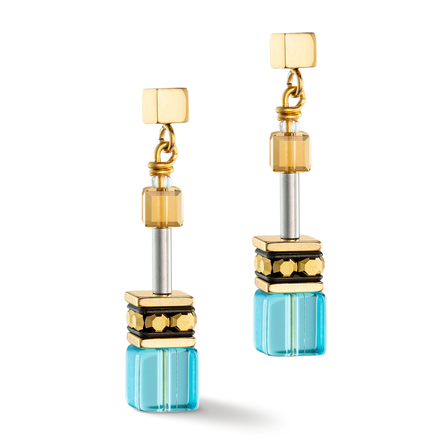 Boucles d'oreilles GeoCUBE® Iconic or turquoise