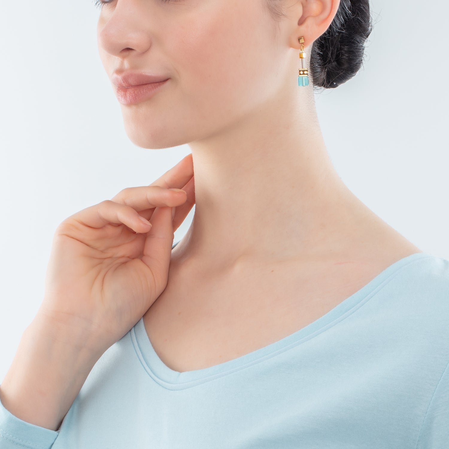 Boucles d'oreilles GeoCUBE® Iconic or turquoise