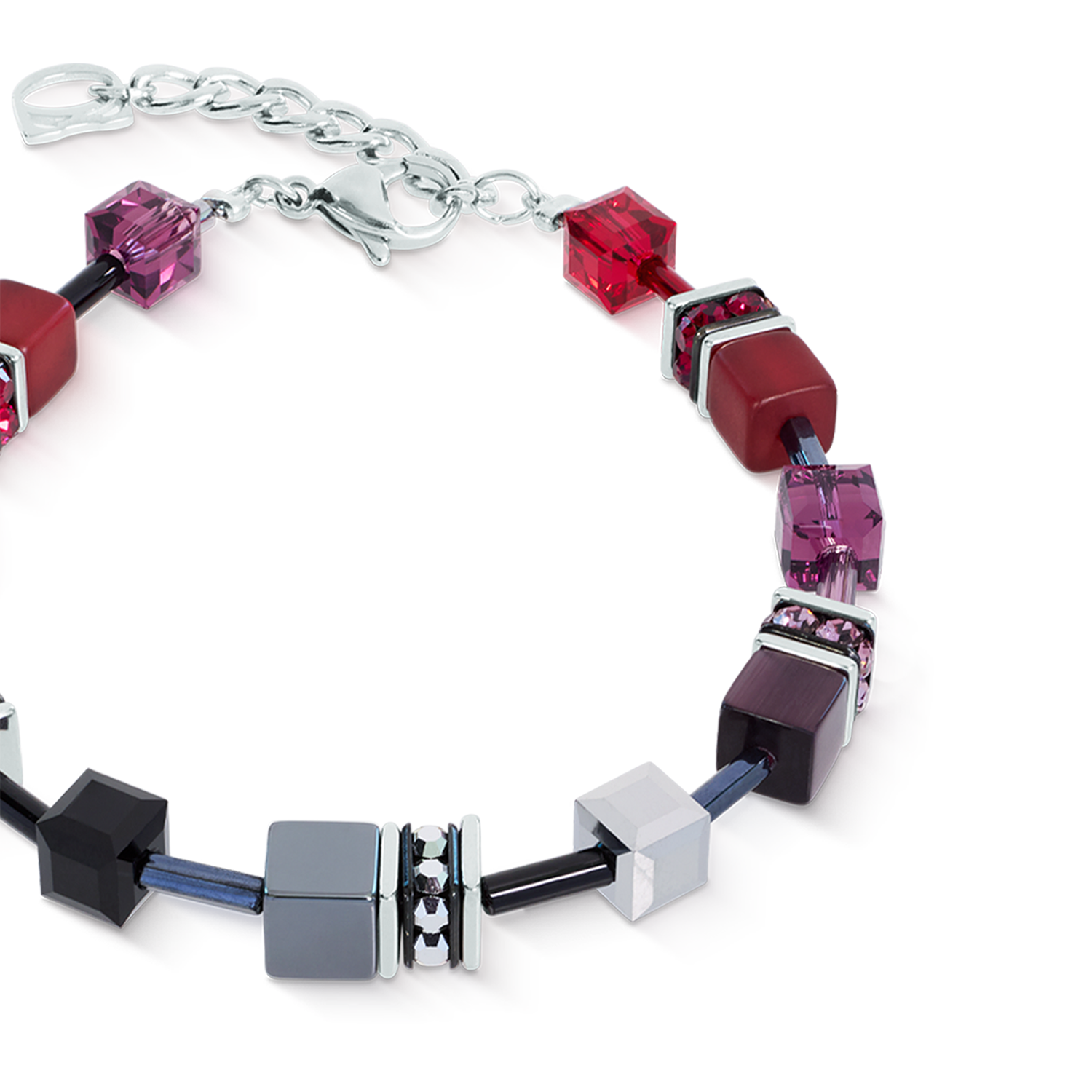 Bracelet GeoCUBE® Iconic Ruby Noir argent
