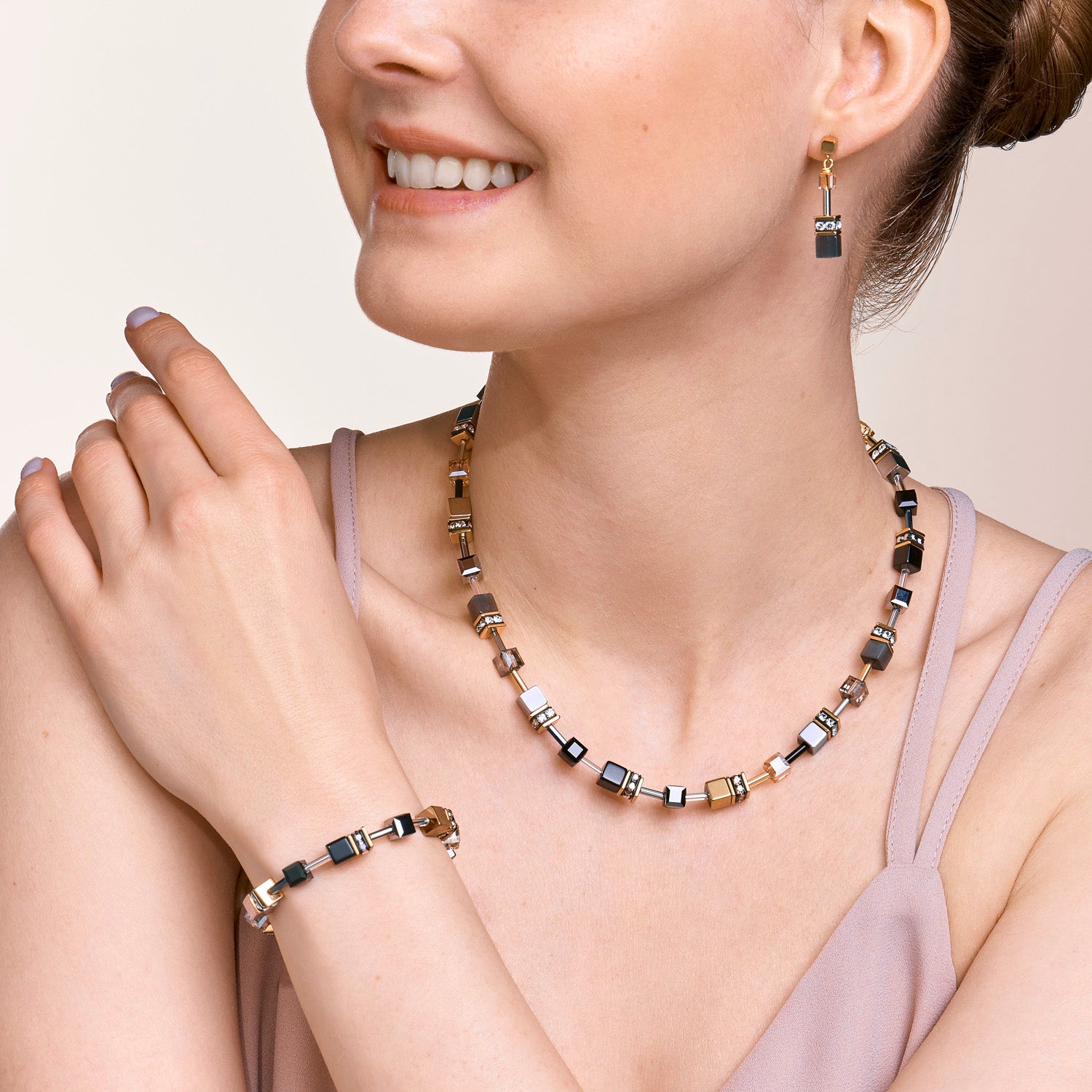 Collier GEOCUBE® gris-or