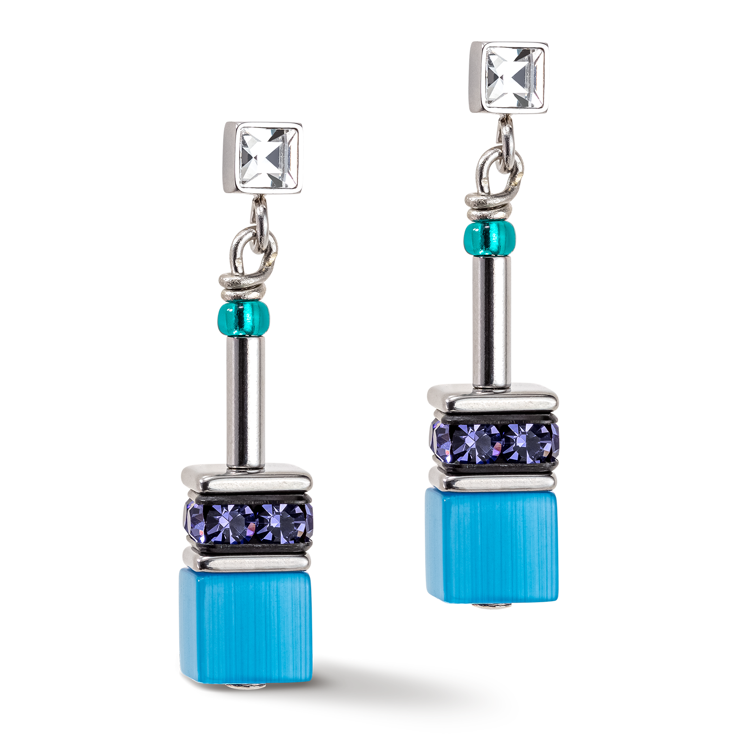 Boucles d'oreille GeoCUBE® Iconic turquoise-mauve