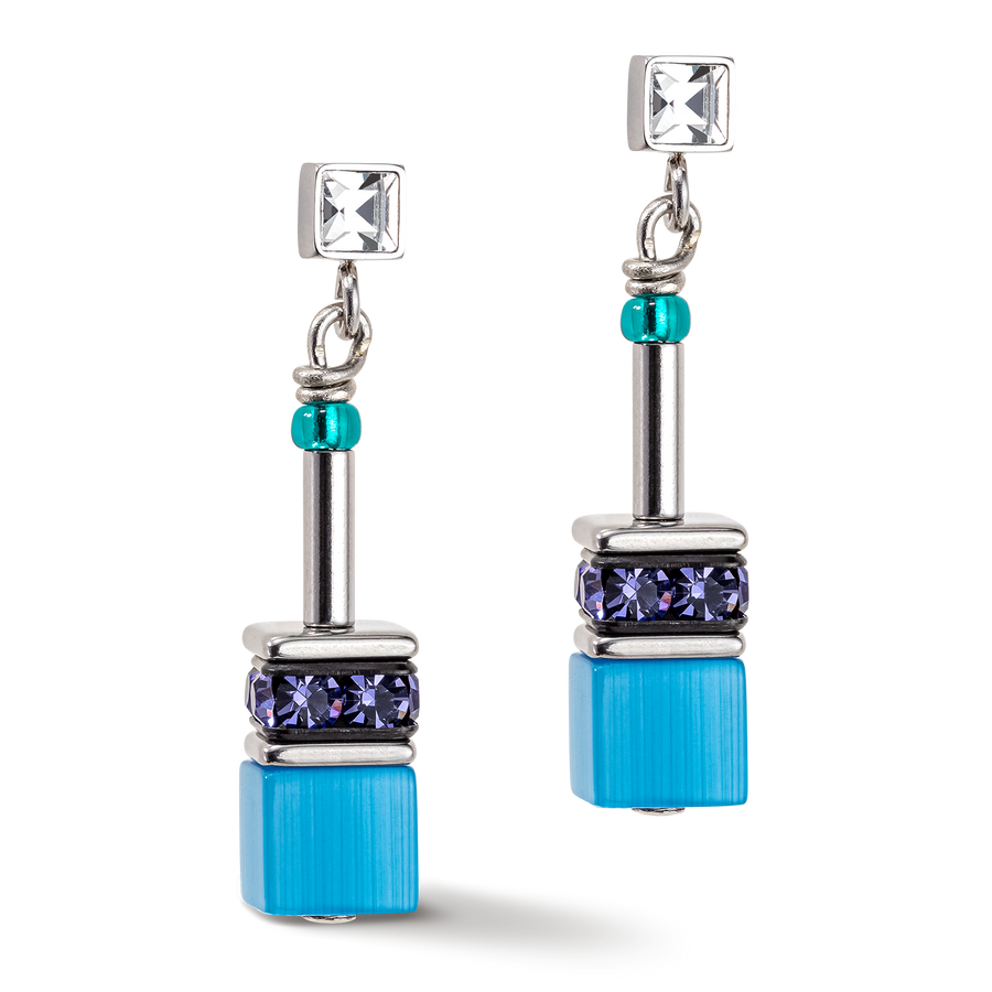 Boucles d'oreille GeoCUBE® Iconic turquoise-mauve