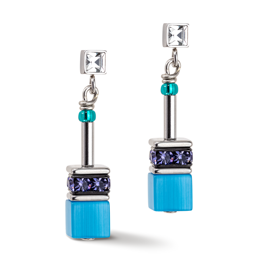 Boucles d'oreille GeoCUBE® Iconic turquoise-mauve