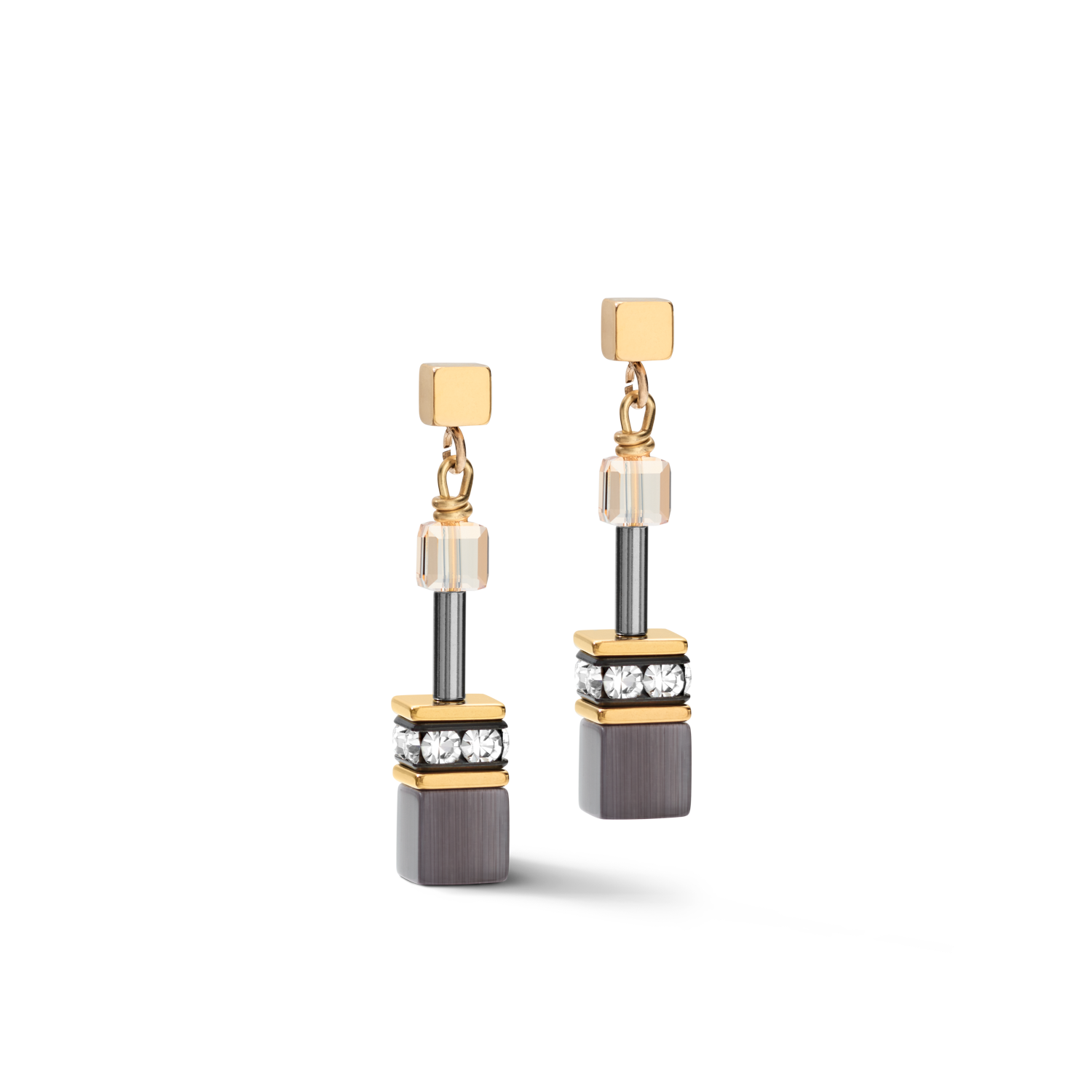 Boucles d'oreille GEOCUBE® gris-or