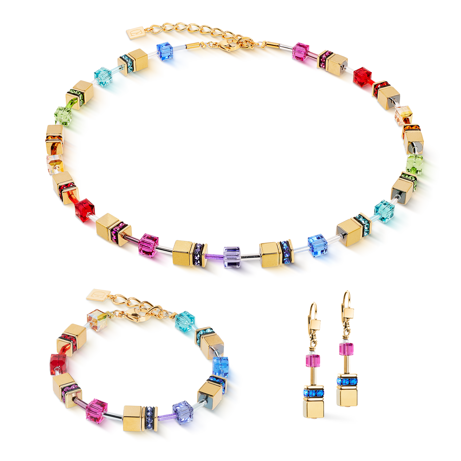 Collier GeoCUBE® Iconic Metallic Rainbow or
