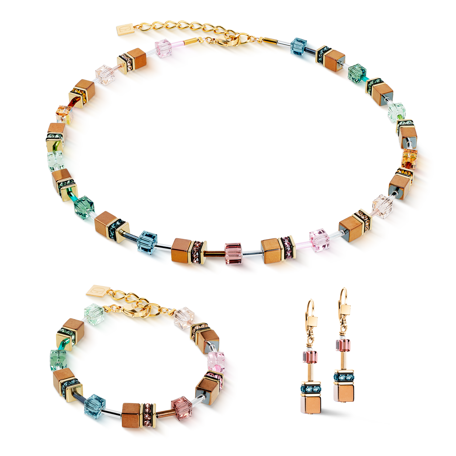 Collier GeoCUBE® Iconic Metallic Art Nouveau or