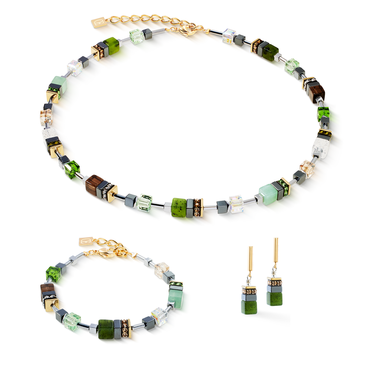 Collier GeoCUBE® Precious Motion Forest Light or