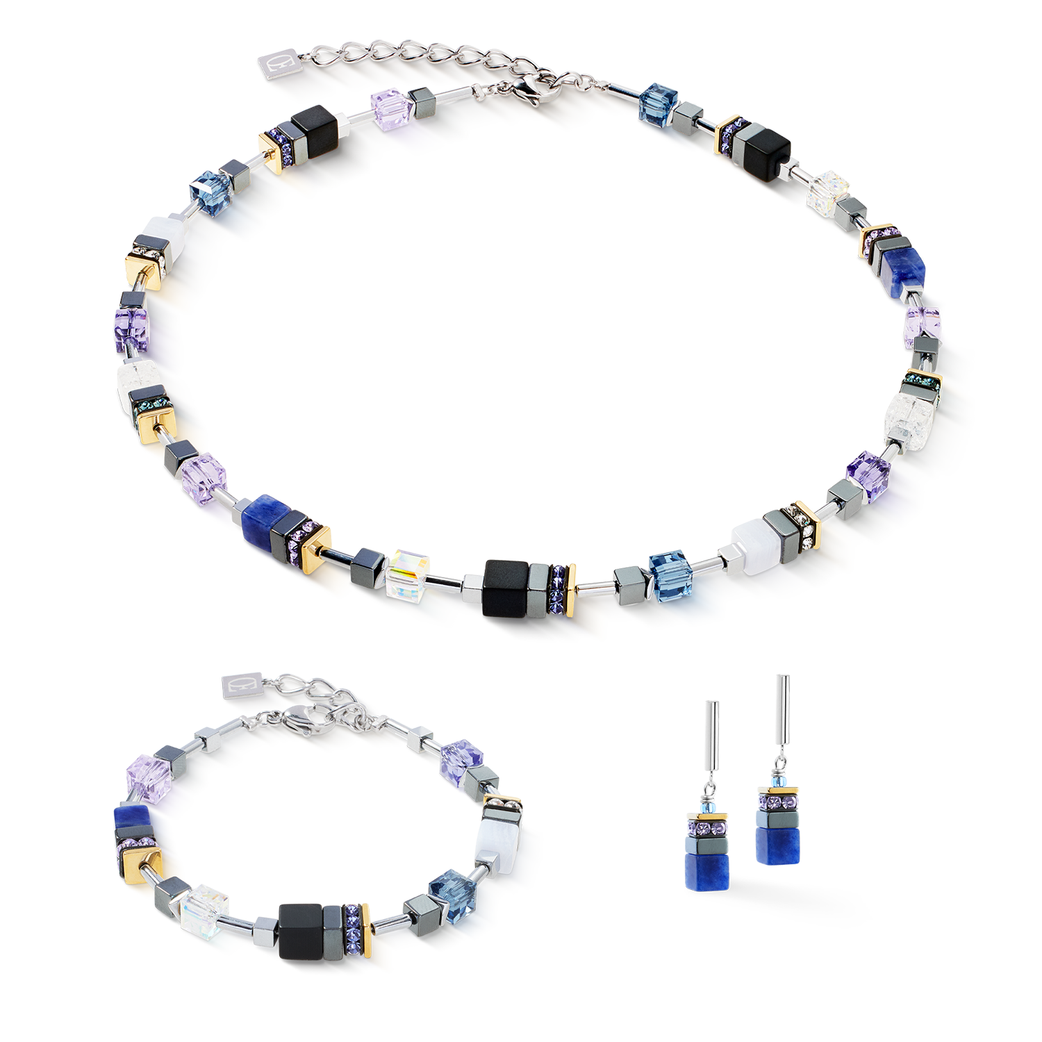 Collier GeoCUBE® Precious Motion Blue Moon bicolore