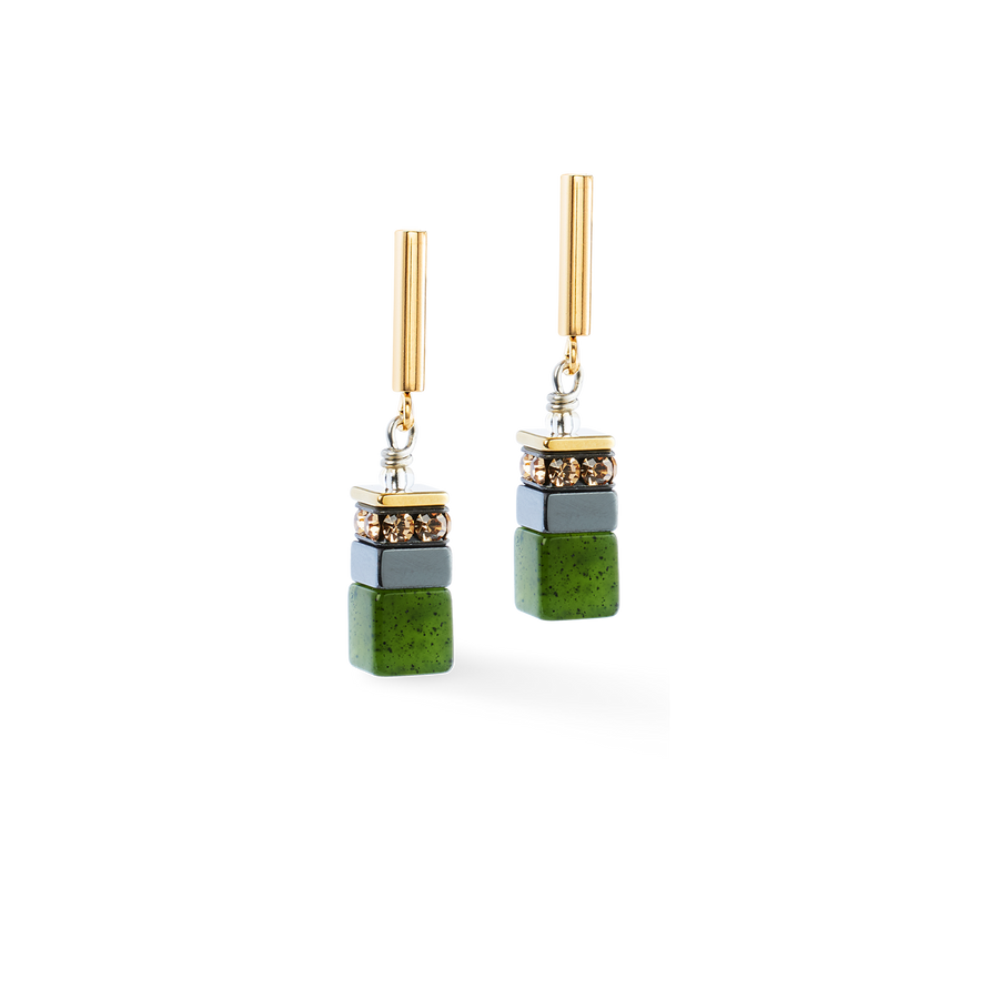 Boucles d'oreilles GeoCUBE® Precious Motion Forest Light or