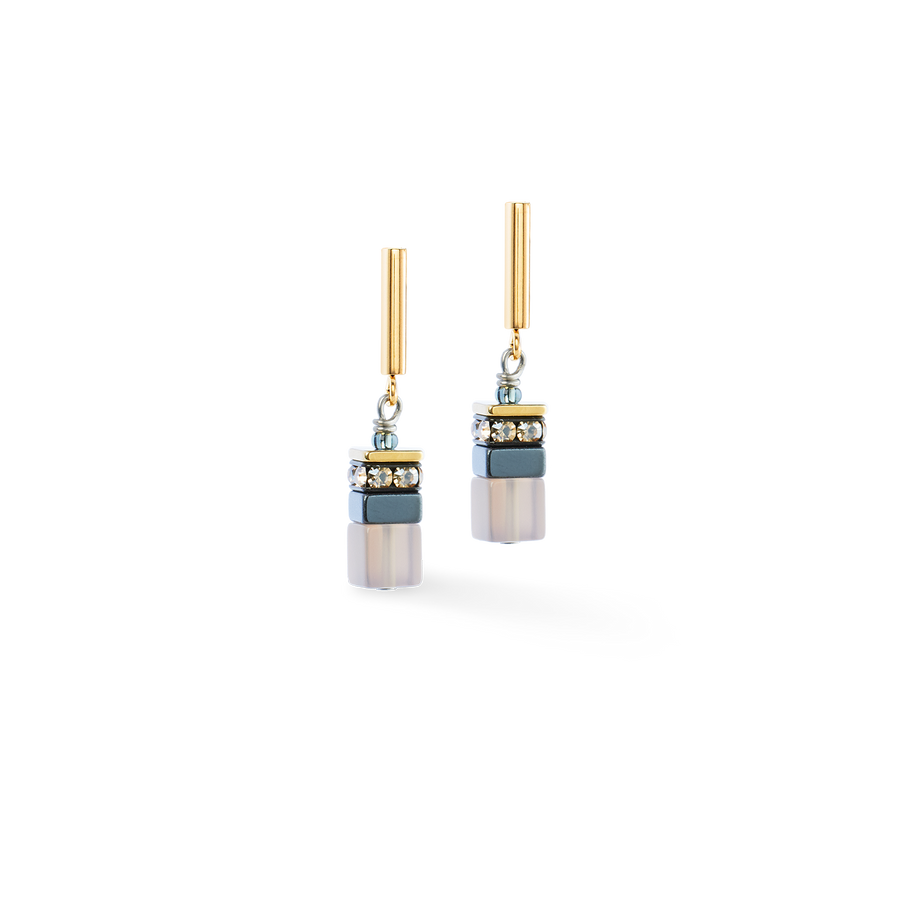 Boucles d'oreilles GeoCUBE® Precious Motion Stone Whisper or