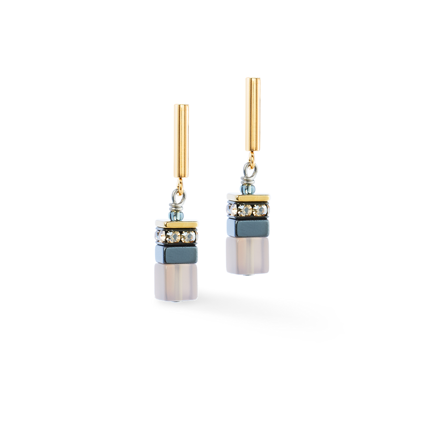 Boucles d'oreilles GeoCUBE® Precious Motion Stone Whisper or