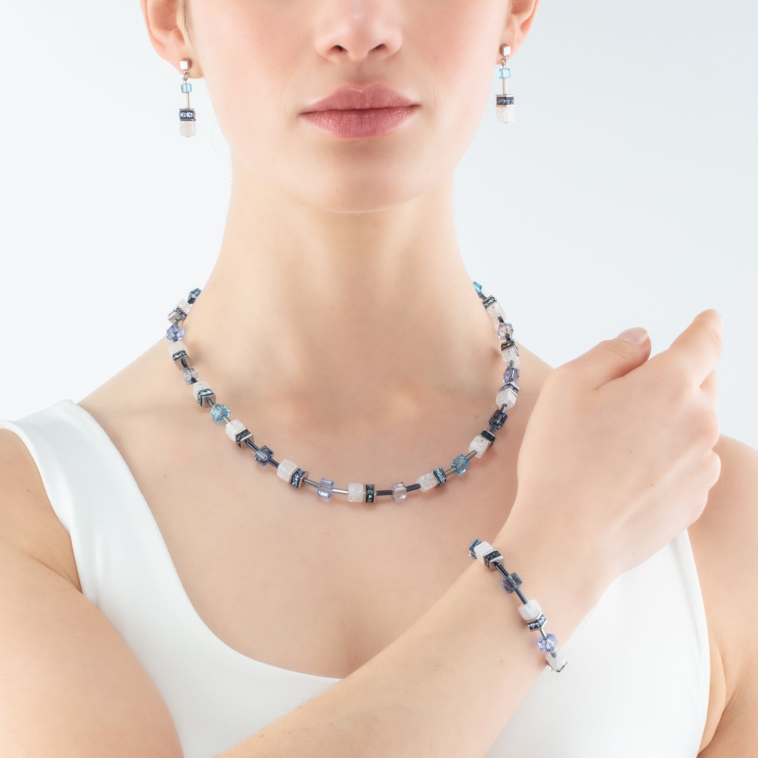 Collier GeoCUBE® Iconic Nature bleu blanc