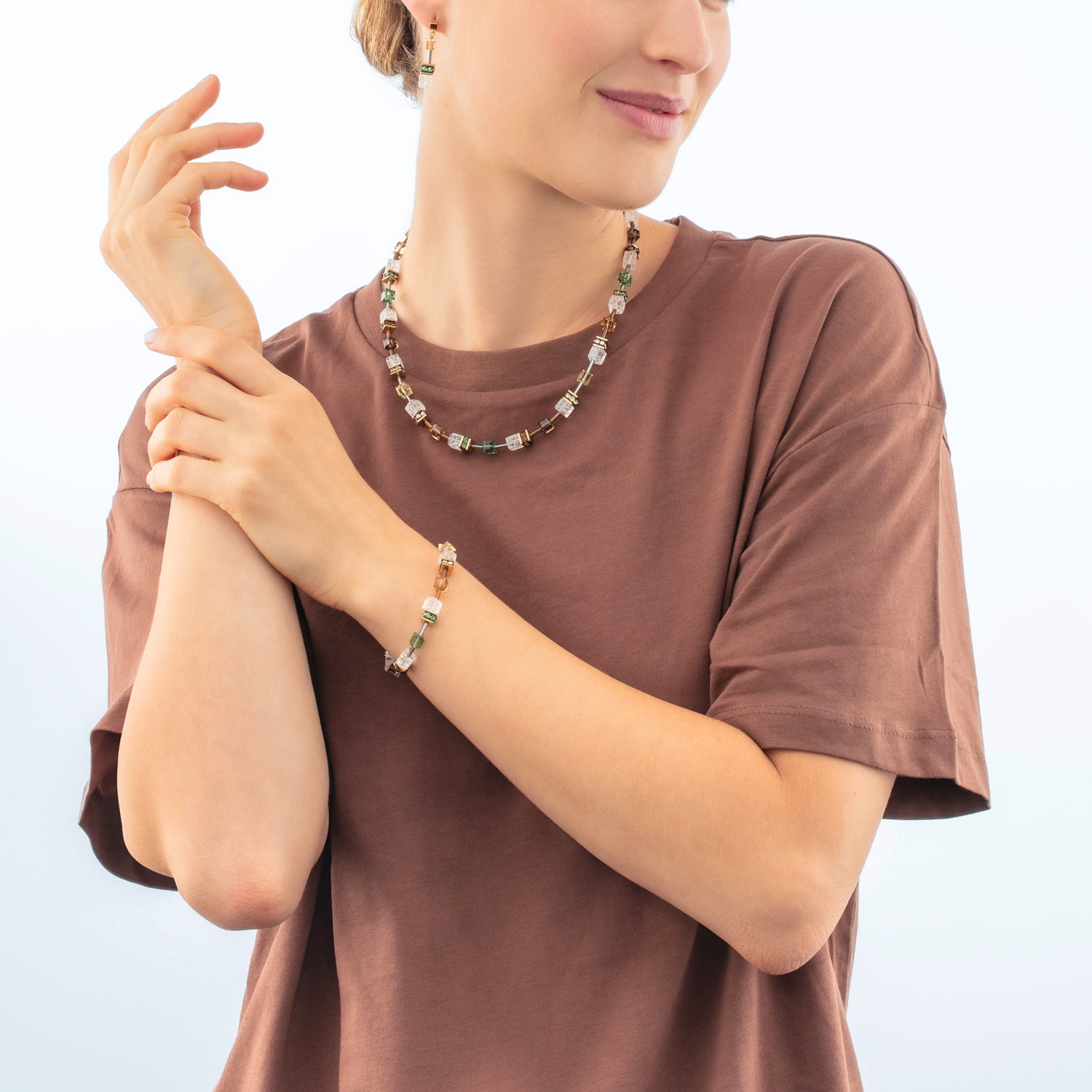 Collier GeoCUBE® Iconic Nature brun-blanc