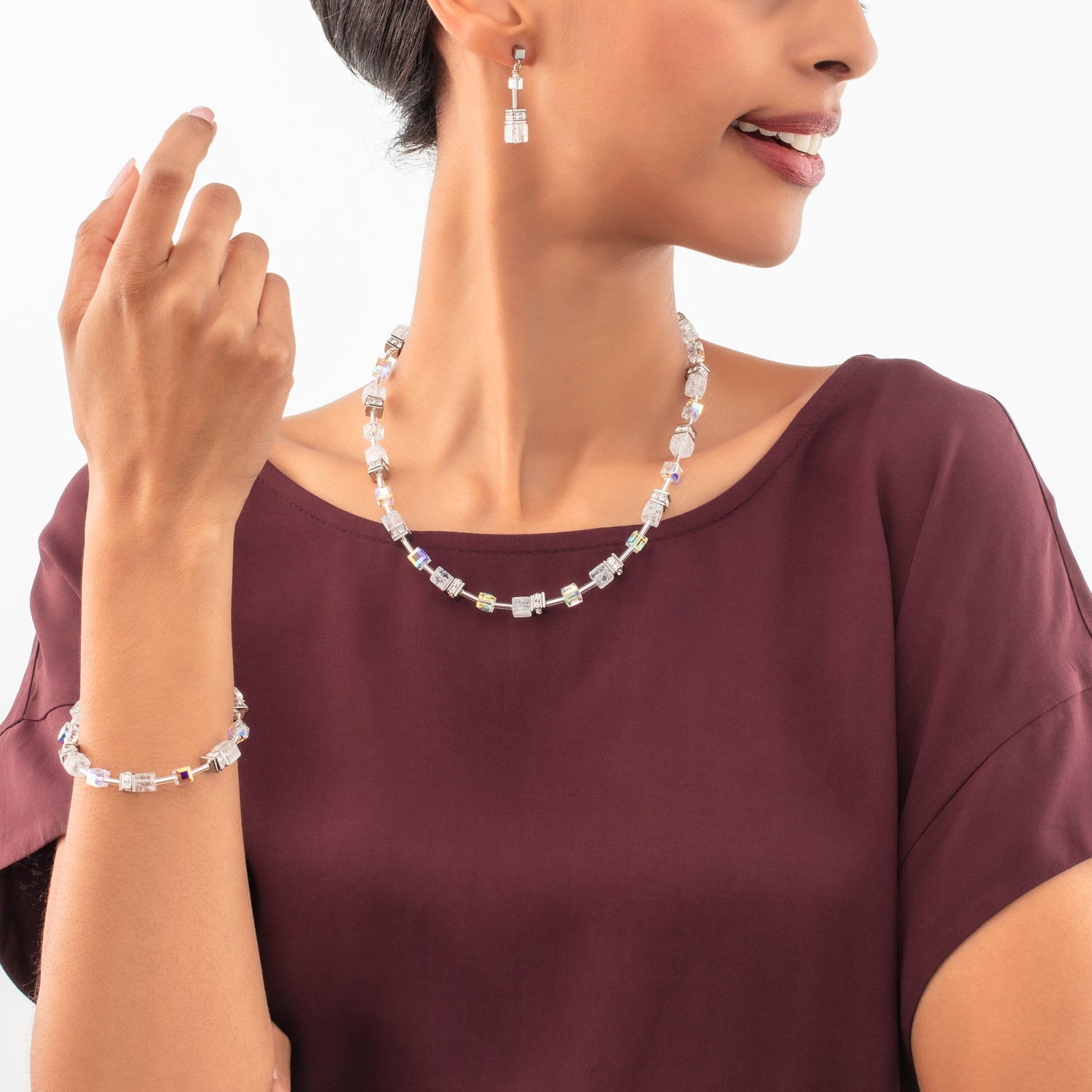 Collier GeoCUBE® Iconic Nature blanc argent