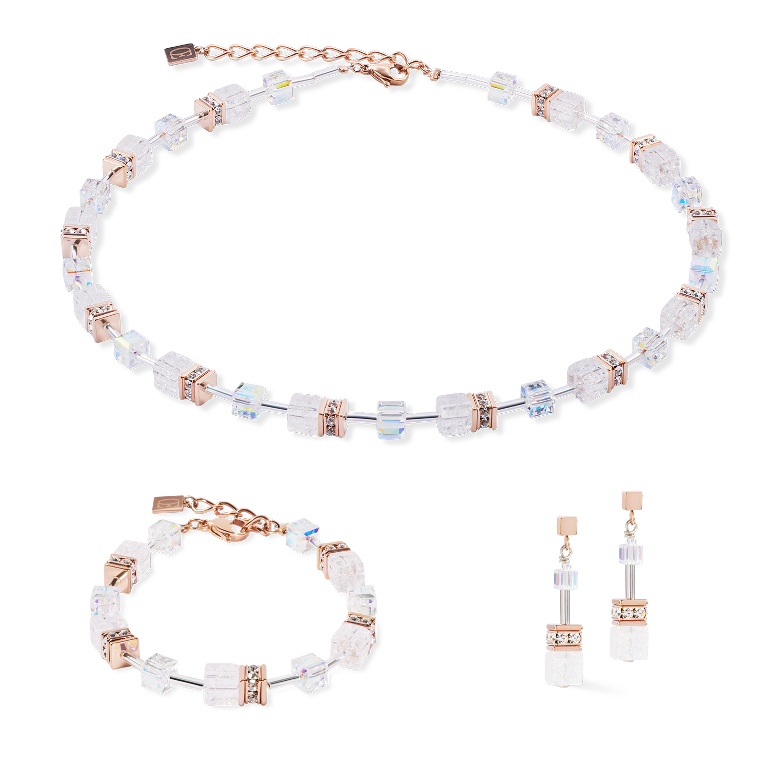 Collier GeoCUBE® Iconic Nature or-rose blanc