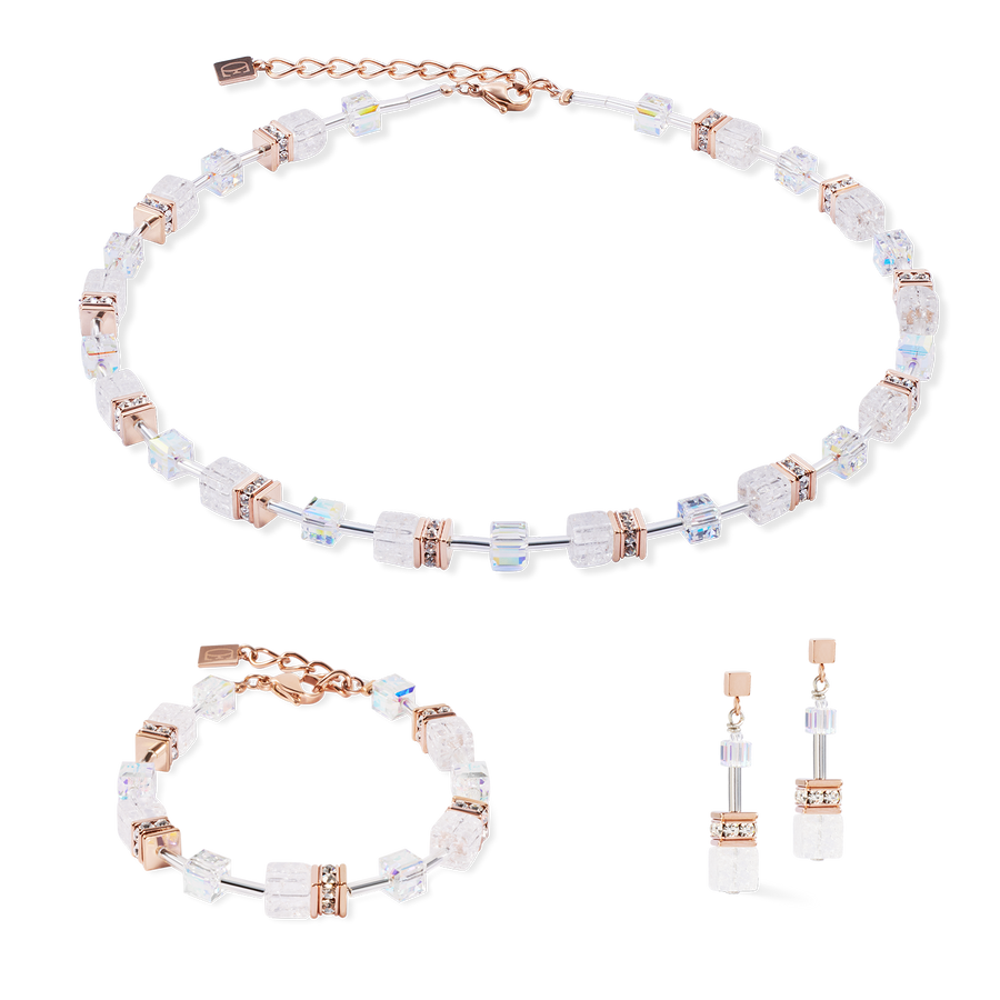 Collier GeoCUBE® Iconic Nature or-rose blanc