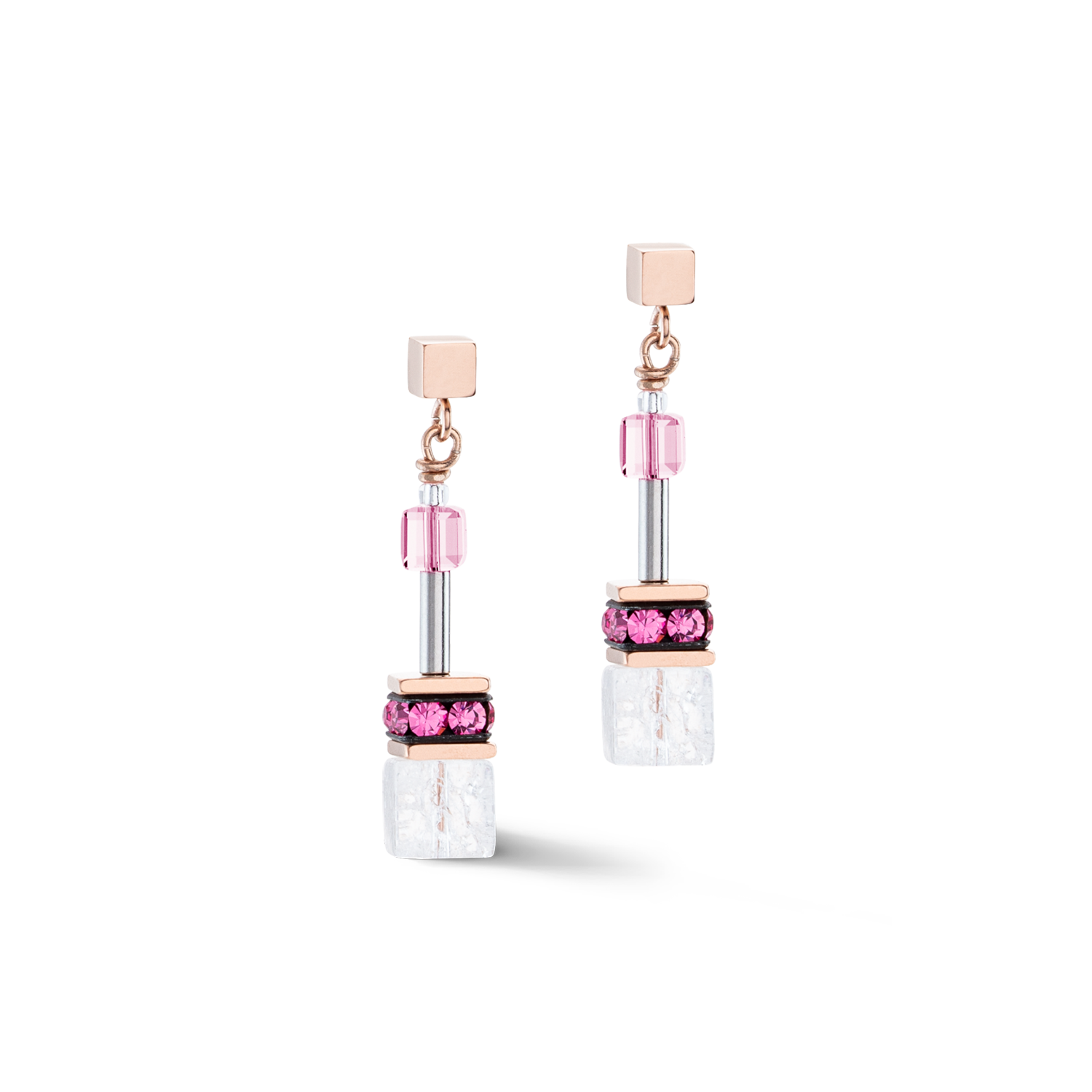 Boucles d’oreilles GeoCUBE® Iconic Nature rose vif blanc