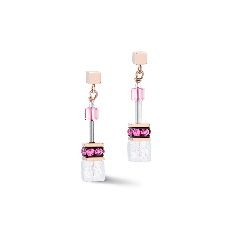 Boucles d’oreilles GeoCUBE® Iconic Nature rose vif blanc