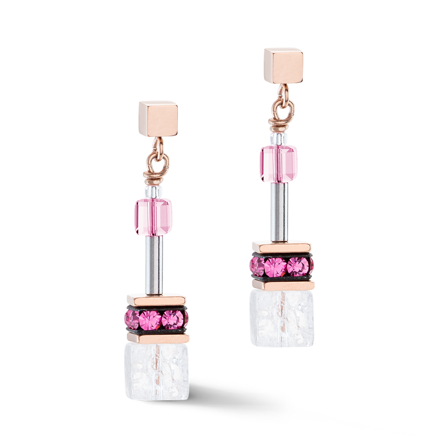 Boucles d’oreilles GeoCUBE® Iconic Nature rose vif blanc