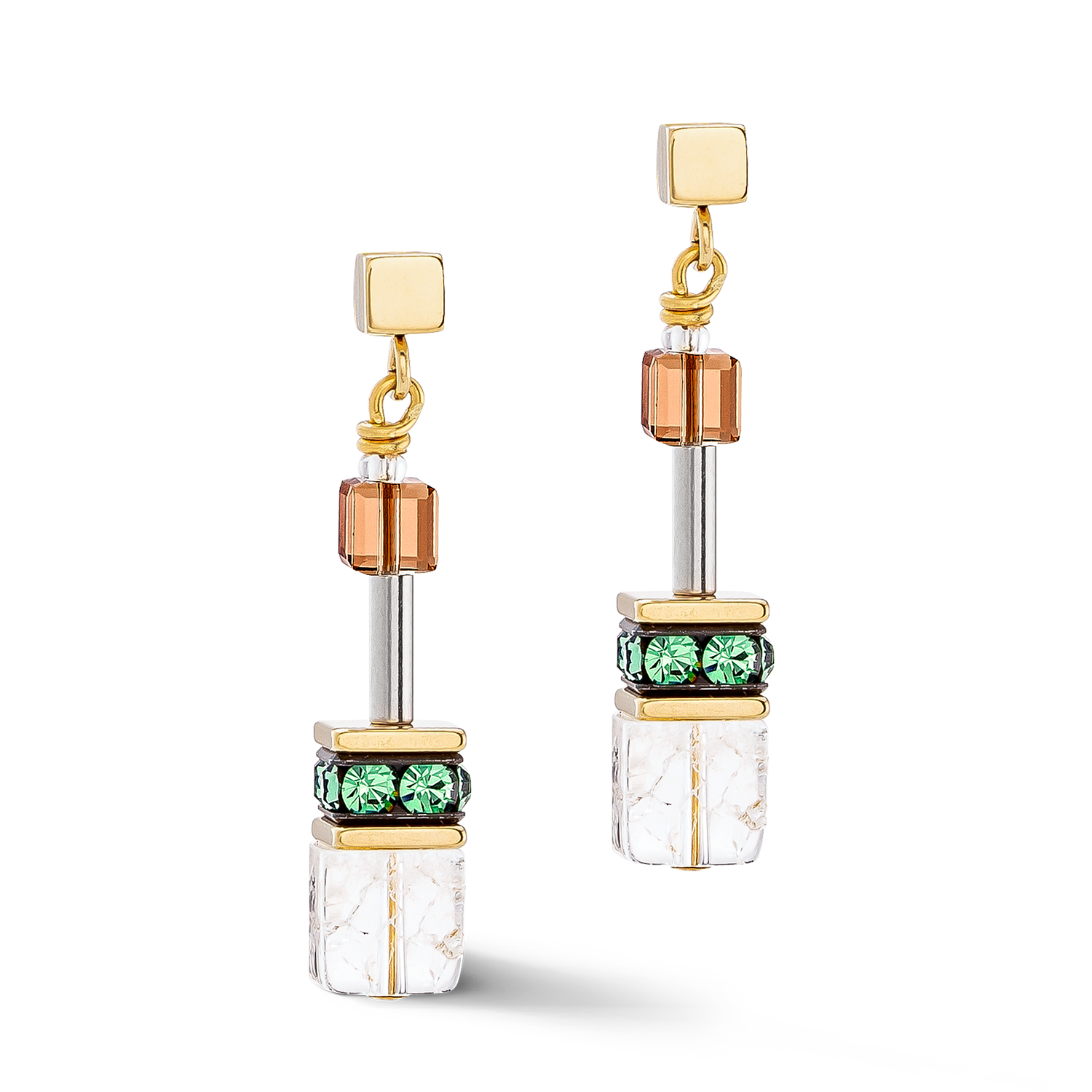 Boucles d'oreilles GeoCUBE® Iconic Nature brun-blanc