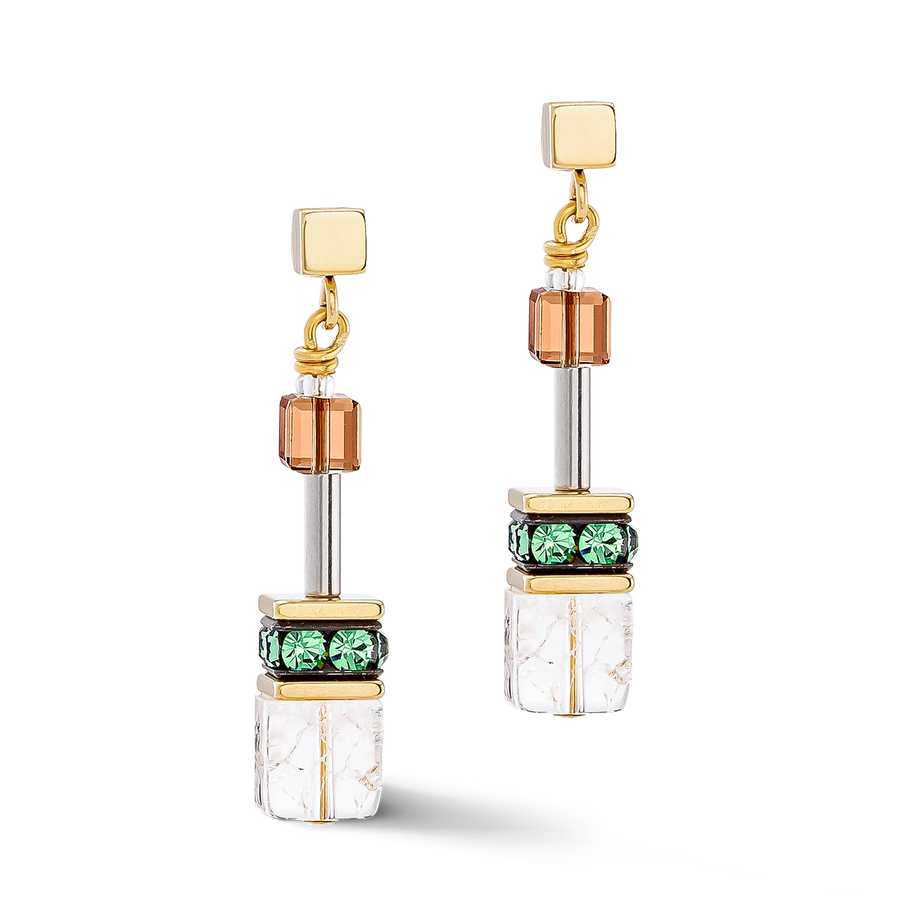 Boucles d'oreilles GeoCUBE® Iconic Nature brun-blanc