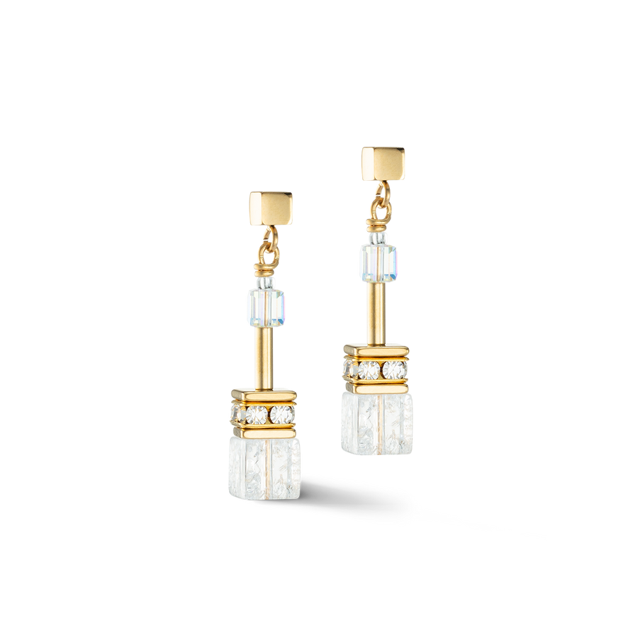 Boucles d’oreilles GeoCUBE® Iconic Nature or blanc