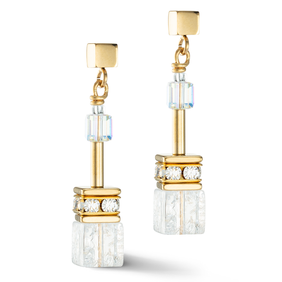 Boucles d’oreilles GeoCUBE® Iconic Nature or blanc