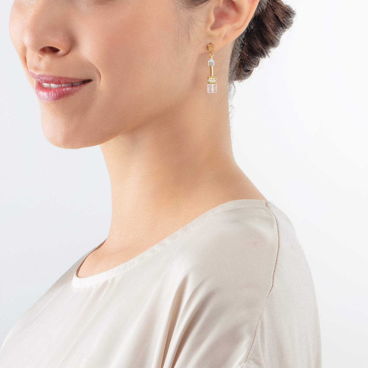 Boucles d’oreilles GeoCUBE® Iconic Nature or blanc