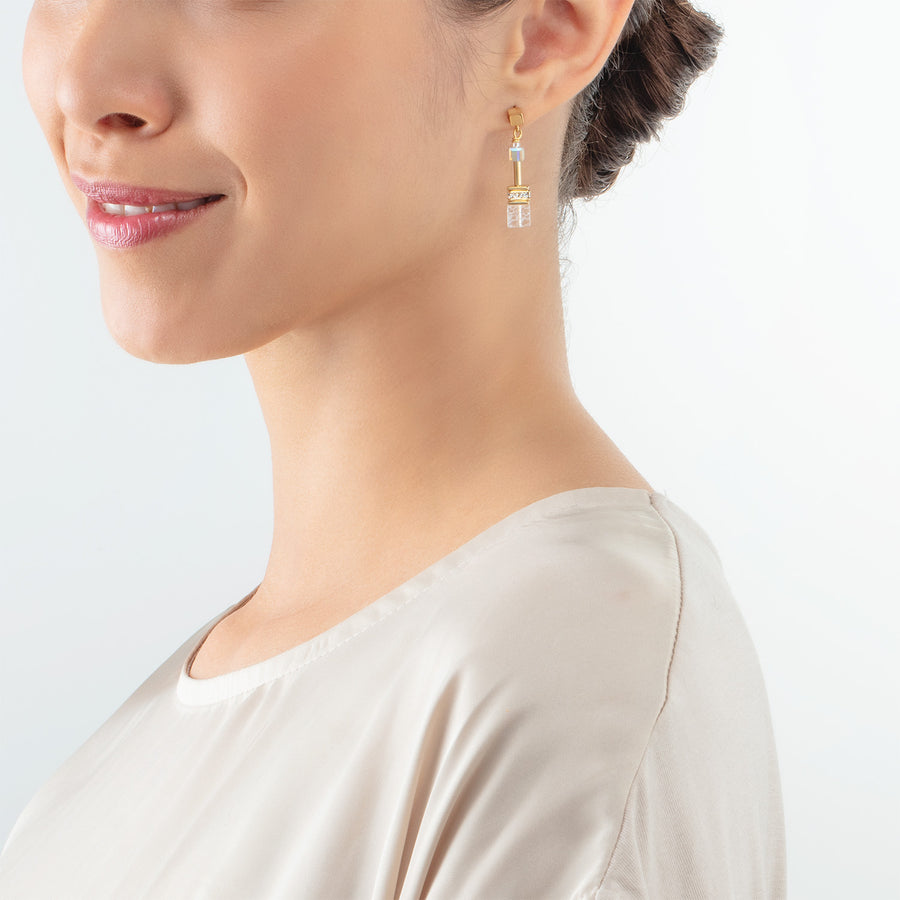 Boucles d’oreilles GeoCUBE® Iconic Nature or blanc
