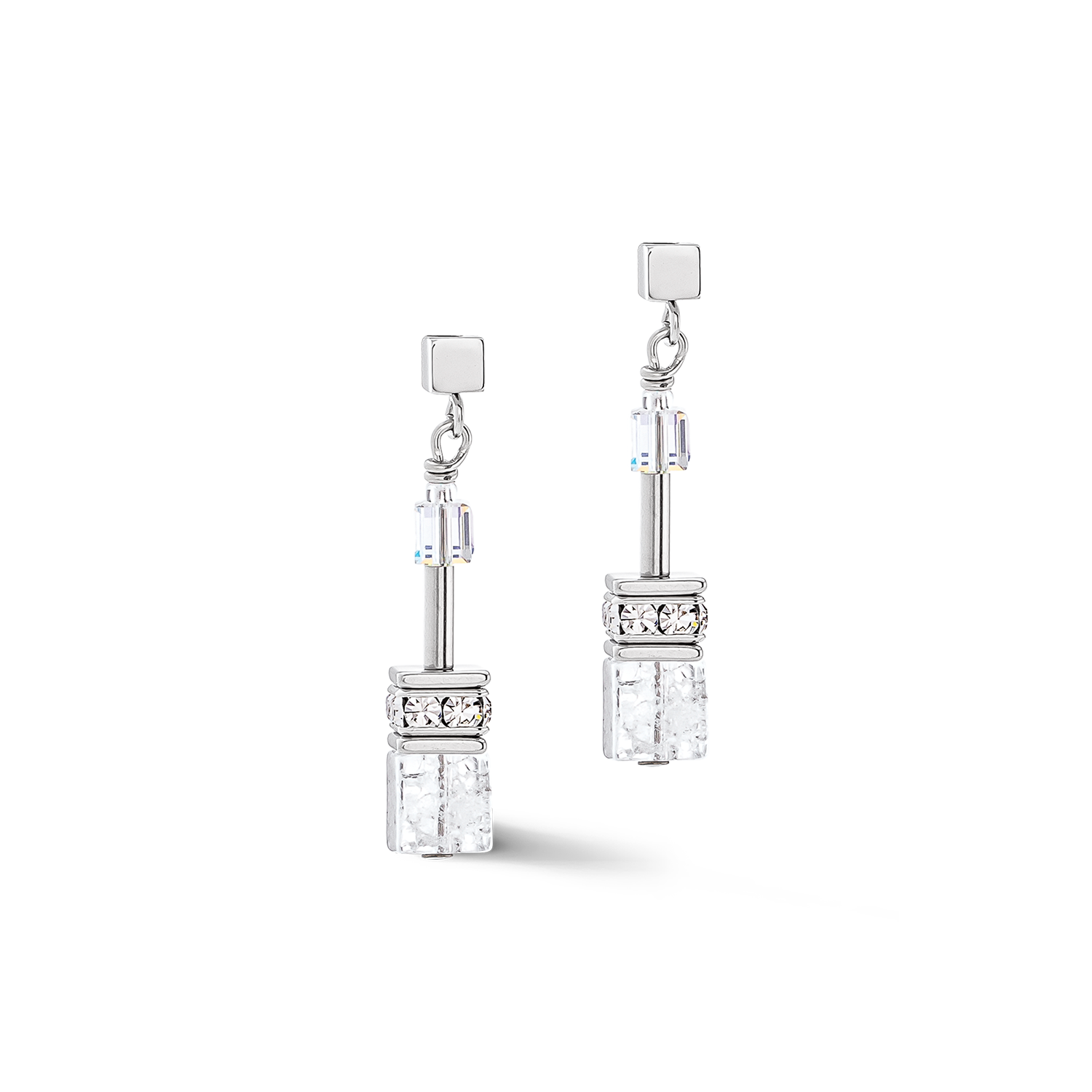 Boucles d'oreilles GeoCUBE® Iconic Nature blanc argent