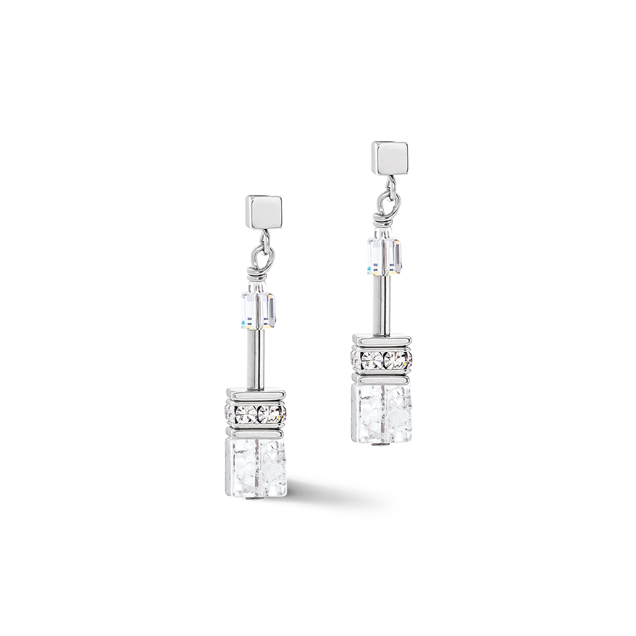 Boucles d'oreilles GeoCUBE® Iconic Nature blanc argent