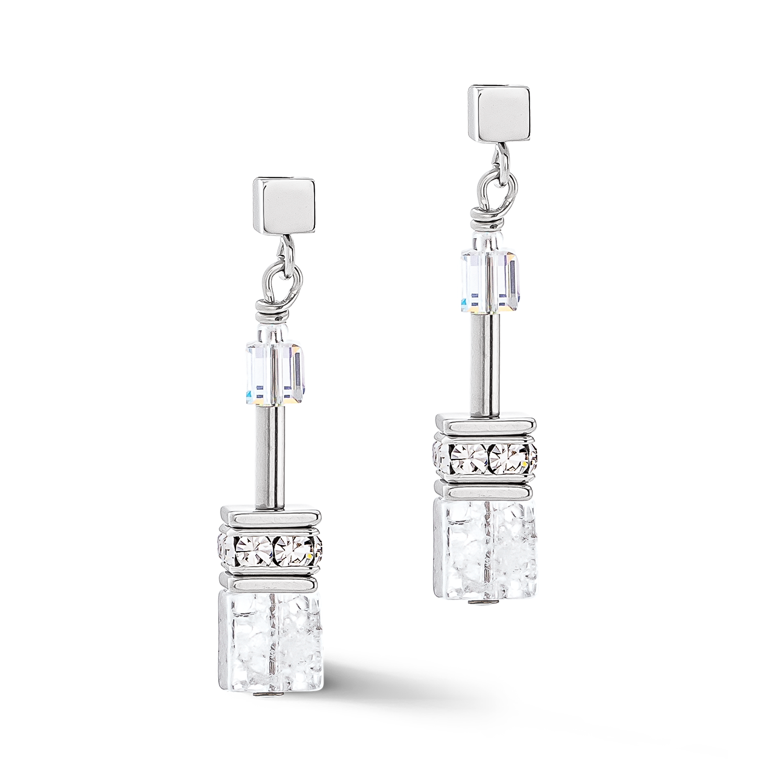 Boucles d'oreilles GeoCUBE® Iconic Nature blanc argent