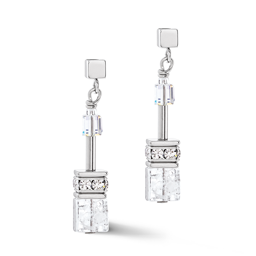 Boucles d'oreilles GeoCUBE® Iconic Nature blanc argent