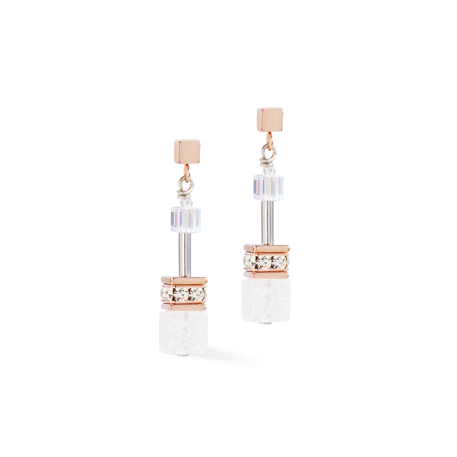 Boucles d'oreilles GeoCUBE® Iconic Nature or-rose blanc