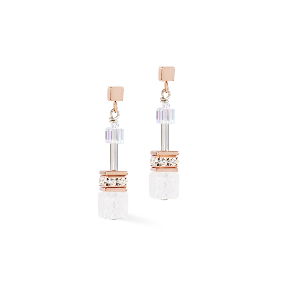 Boucles d'oreilles GeoCUBE® Iconic Nature or-rose blanc