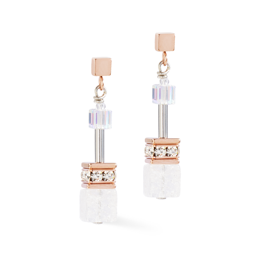 Boucles d'oreilles GeoCUBE® Iconic Nature or-rose blanc