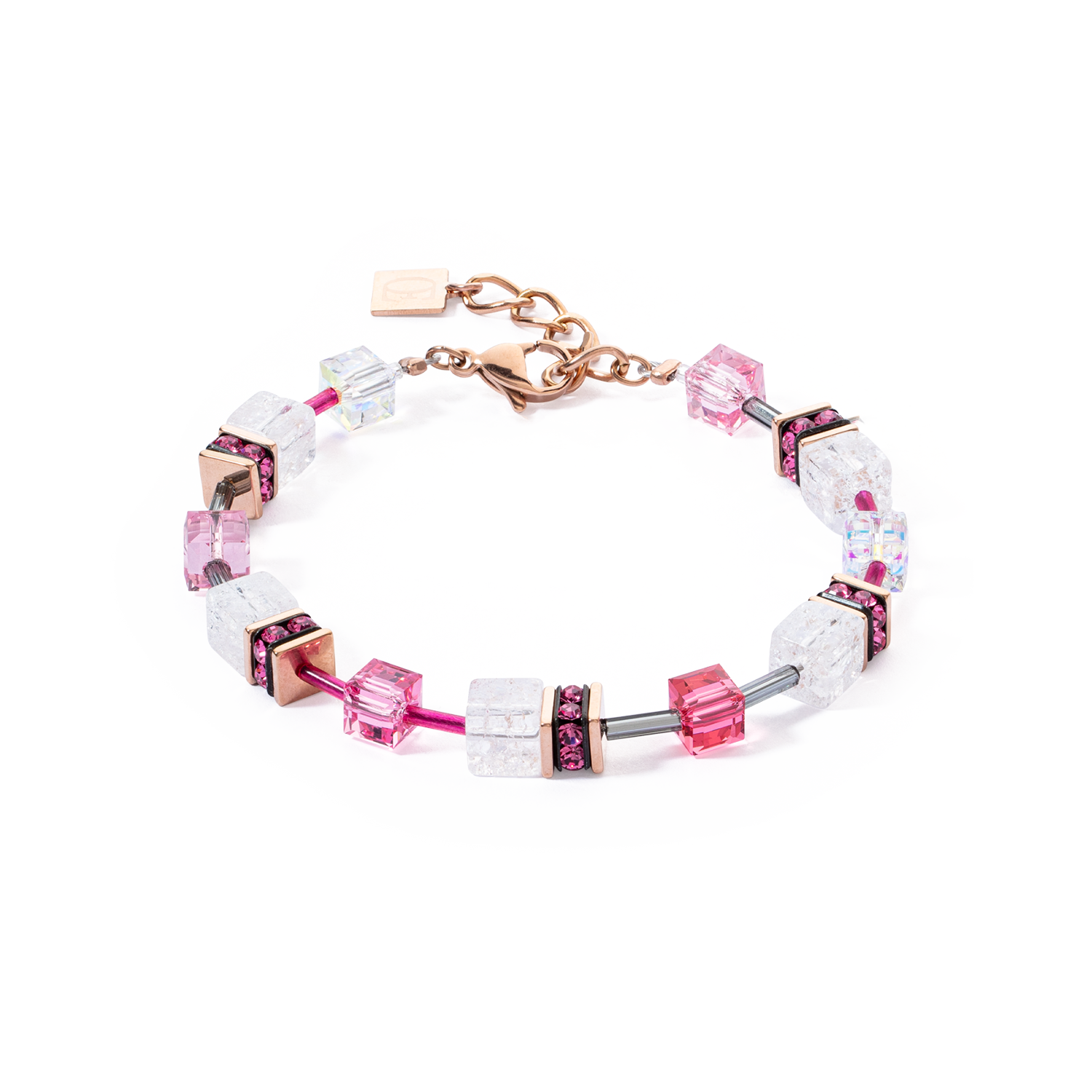 Bracelet GeoCUBE® Iconic Nature rose vif blanc