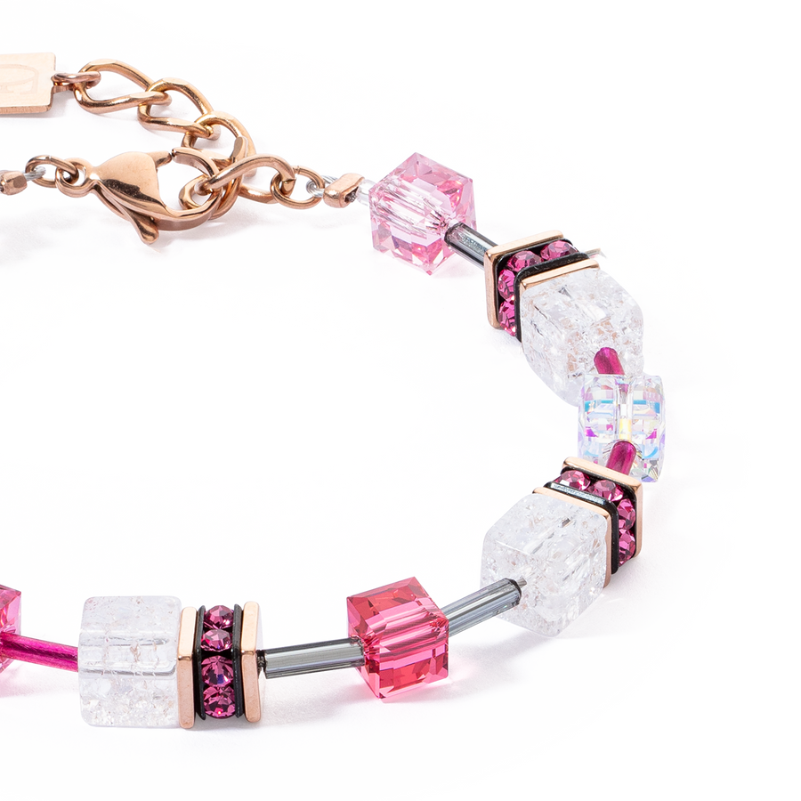 Bracelet GeoCUBE® Iconic Nature rose vif blanc