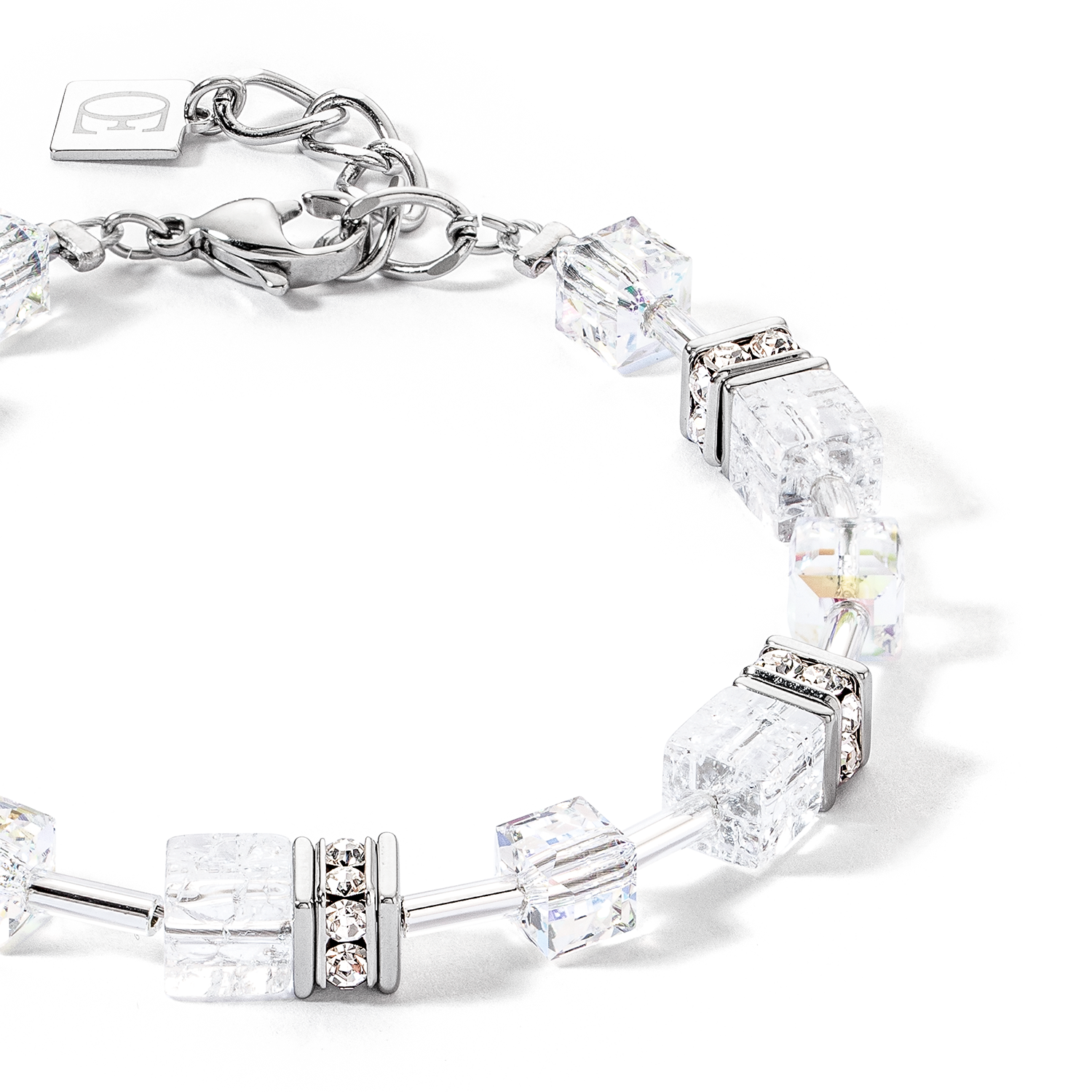 Bracelet GeoCUBE® Iconic Nature blanc argent