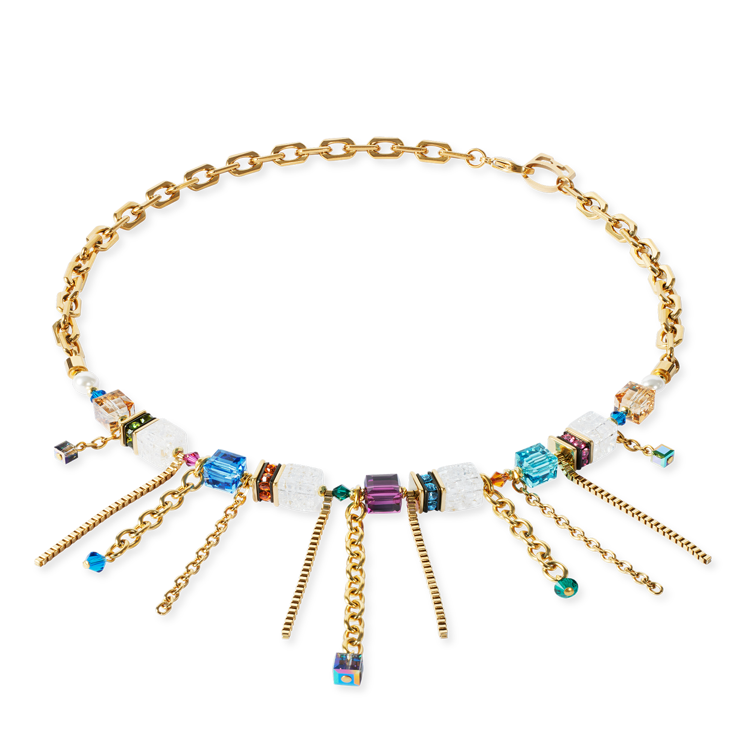 Collier Sunray Cube Couture or-multicolore