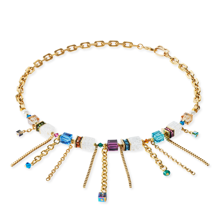 Collier Sunray Cube Couture or-multicolore