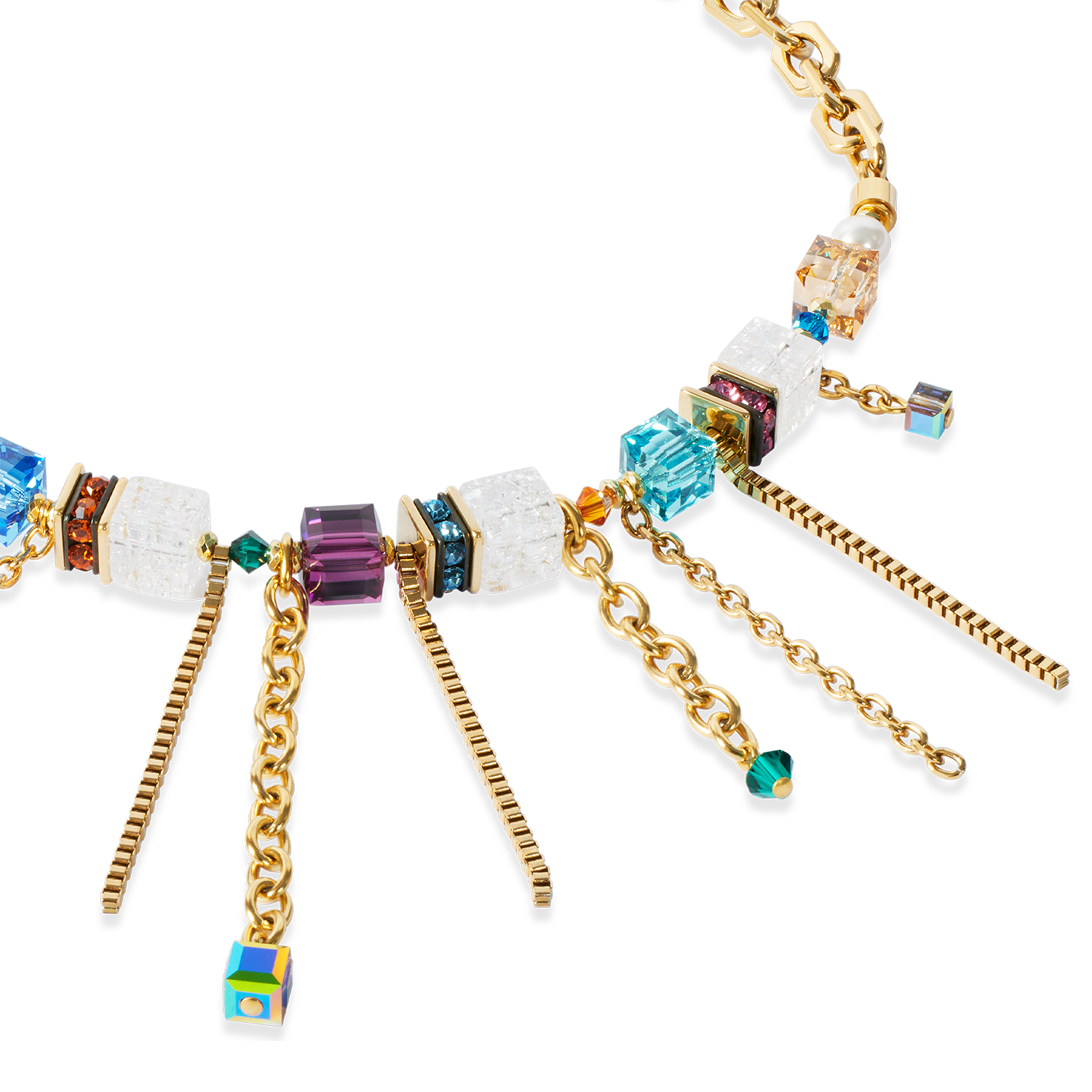 Collier Sunray Cube Couture or-multicolore